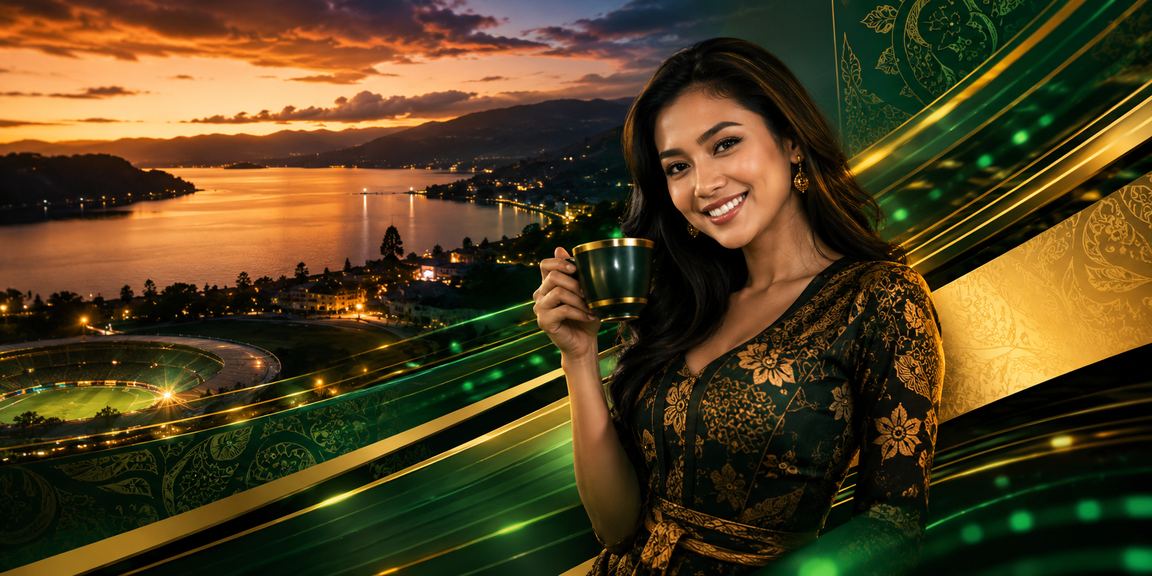 Suasana kafe Vietnam dengan tampilan bonus VIP dan layar permainan aktif